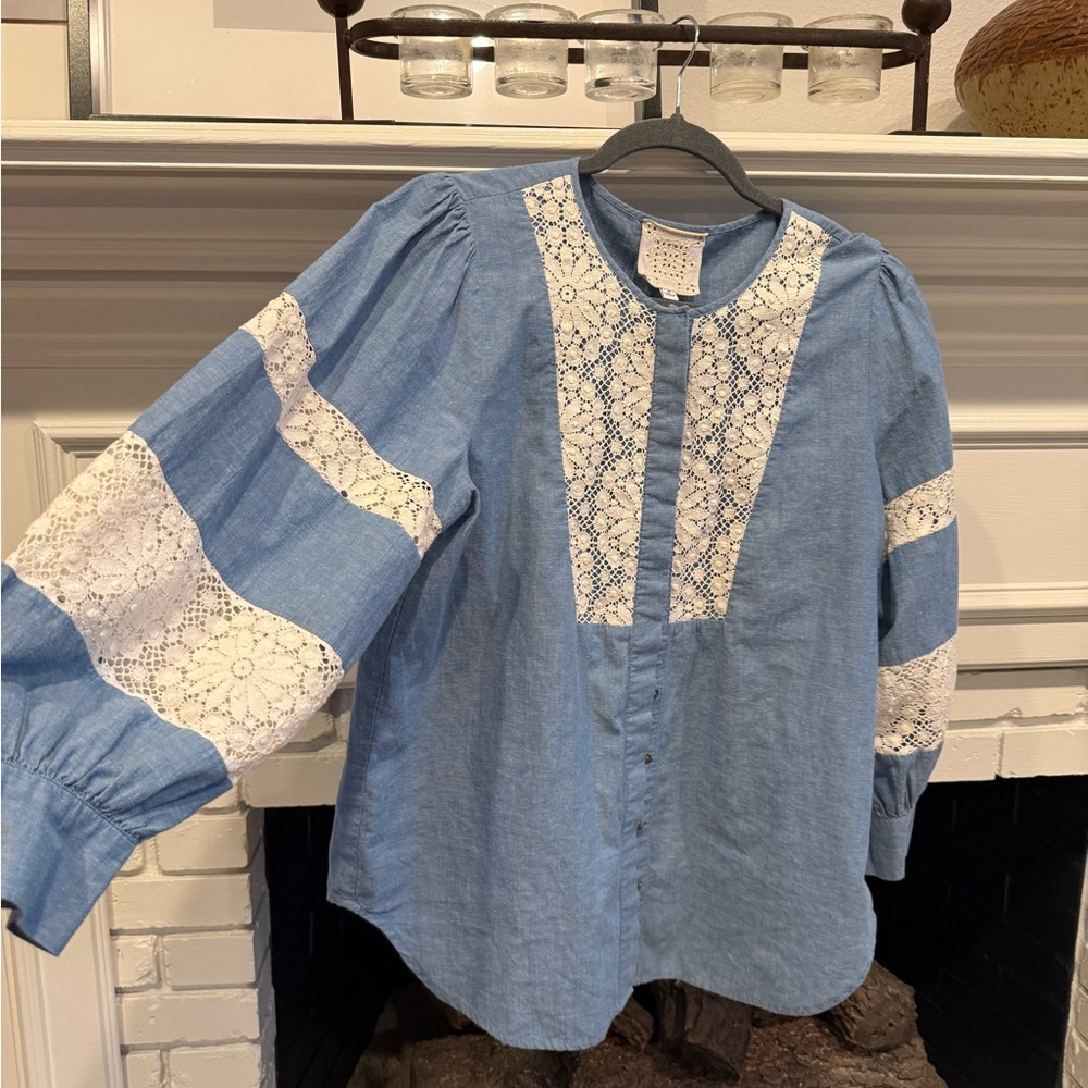 Johnny Was Thalassa Pieced Button Down Shirt